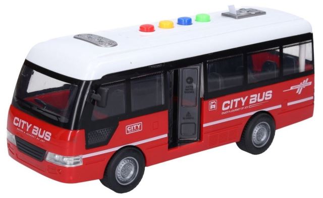 Autobus s efektmi 25 cm červený
