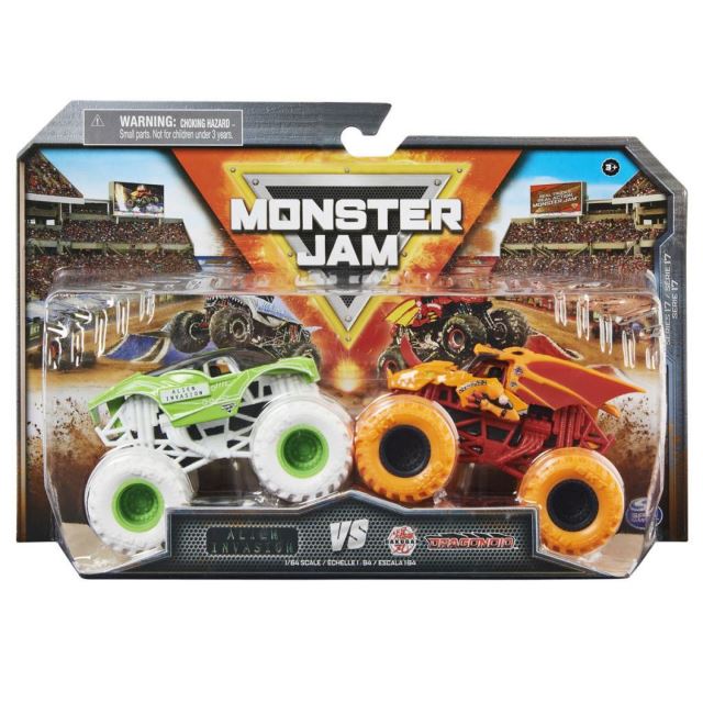 Spin Master Monster Jam Sběratelská auta dvojbalení Alien Invasion vs. Dragonoid 1:64
