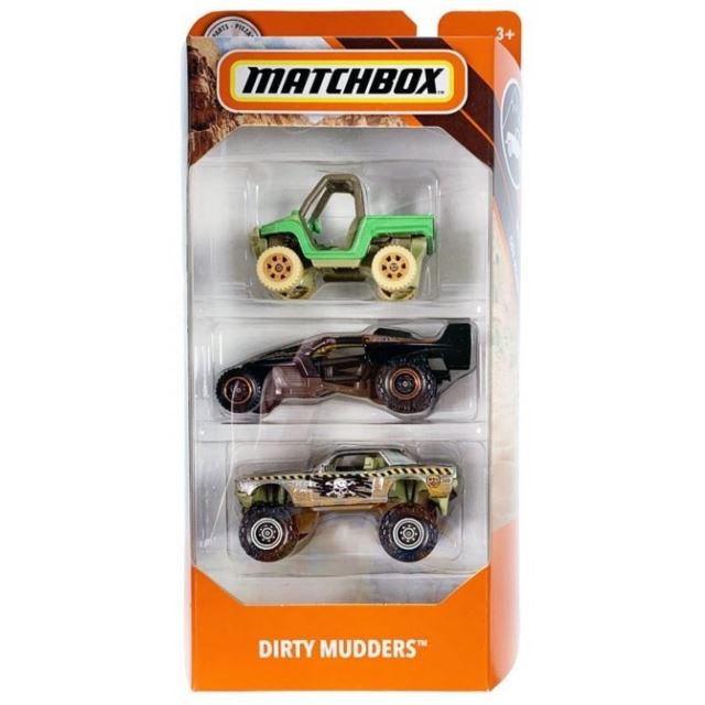 Matchbox Sada 3 angličáků Dirty mudders, Mattel FMV43
