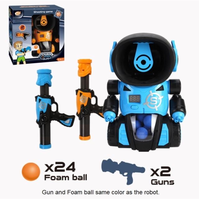 Robot s pištoľami na loptičky modrý