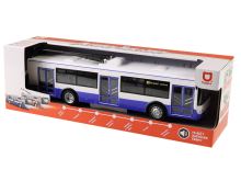 Trolejbus který hlásí zastávky česky 28 cm modrý