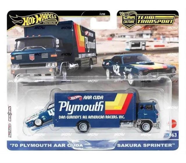 Mattel Hot Wheels Team Transport ´70 PLYMOUTH AAR CUDA & SAKURA SPRINTER