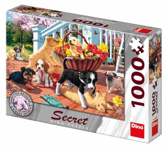 Dino Puzzle Štěňata Secret collection - 14 skrytých detailů 1000 dílků
