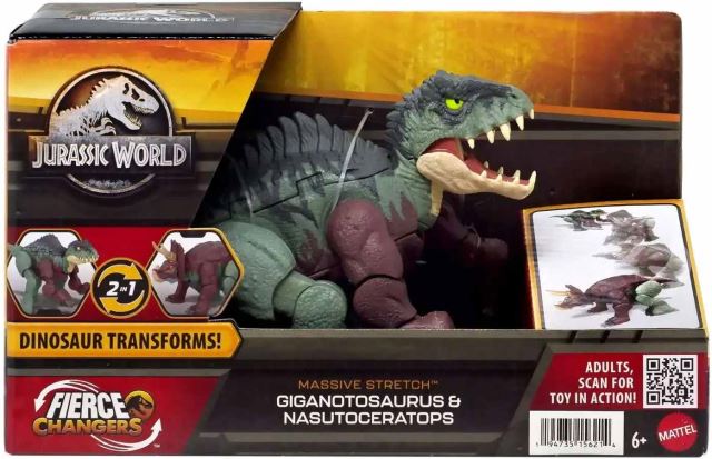 Mattel Jurský svet Dinosaurus 2 v 1 GIGANTOSAURUS a NASUTOCERATOPS, HPD34
