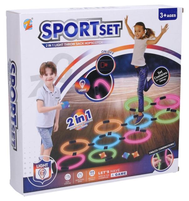 Skákacie krúžky svietiace a hádzacia hra set 2v1