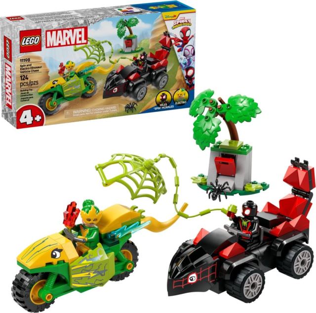 LEGO® Marvel 11198 Spin, Electro a naháňačka s dinosaurím vozidlom