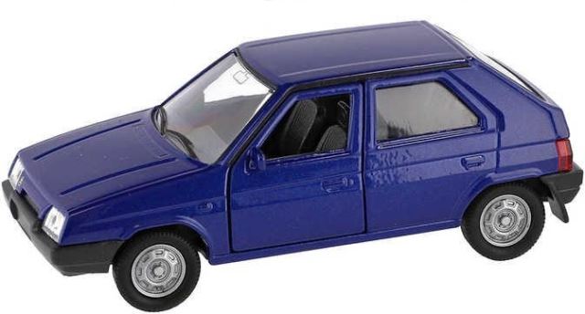 Kovový model 1:34 Škoda Favorit volný chod, modrá