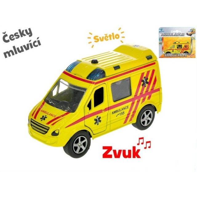 Auto Ambulance kov 11 cm česky mluvící