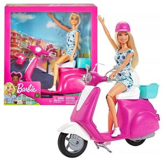 Mattel Barbie GBK85 Panenka a růžový skútr