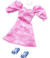 Mattel Barbie® Módní příběhy Šaty s růžovým a bílým potiskem, HRH40