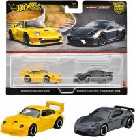 Hot Wheels® Premium angličák 2 ks Porsche 993 GT2 &amp; Porsche 718 Cayman GT4