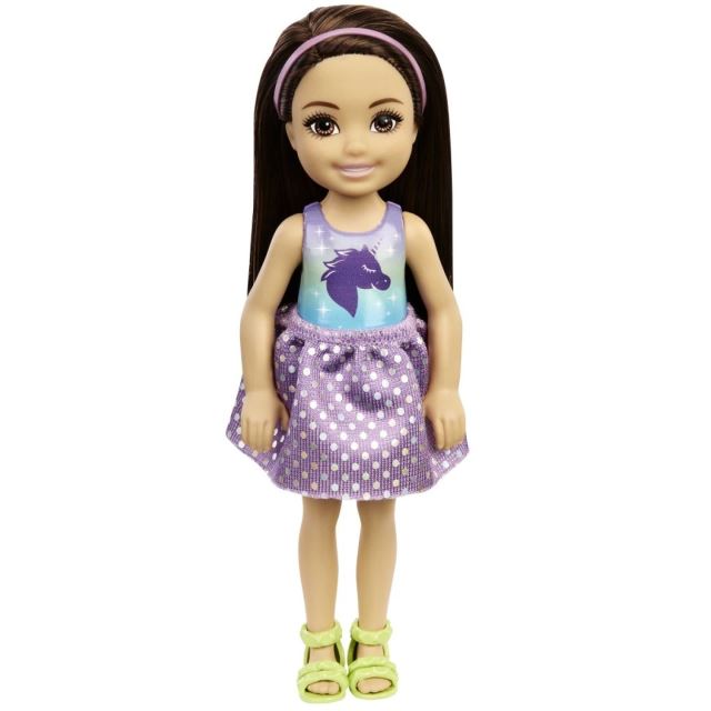 Barbie Chelsea bábika v v tričku s jednorožcom, Mattel GXT39