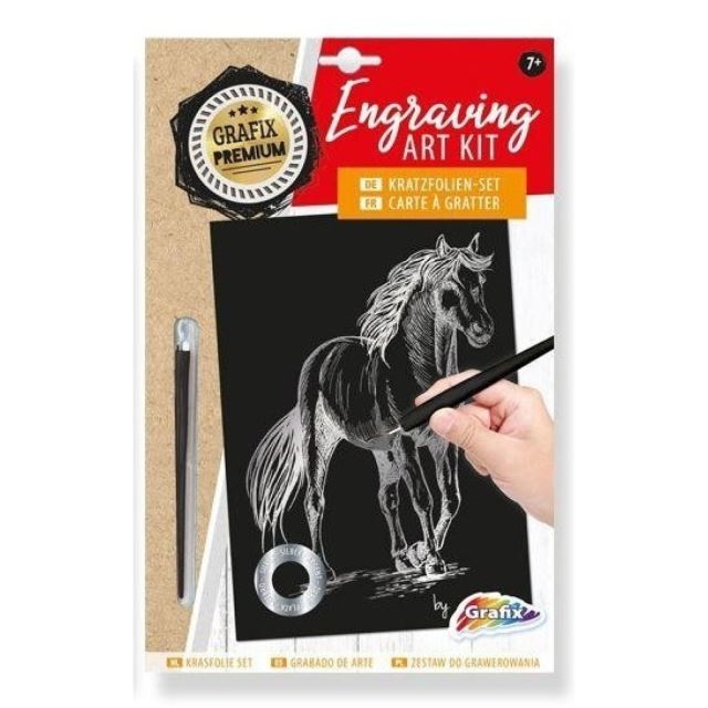 Grafix Premium Vyškrabávací obrázek stříbrný Kůň