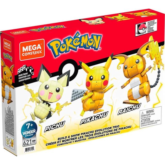 Mega Construx Pokémon Trio: Pichu, Pikachu a Raichu, Mattel GYH06