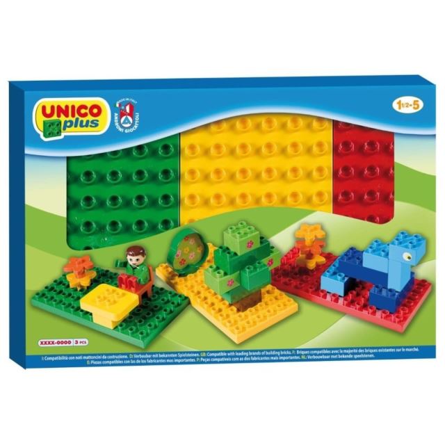 Podložky na stavění Unico Plus, zelená, žlutá, červená