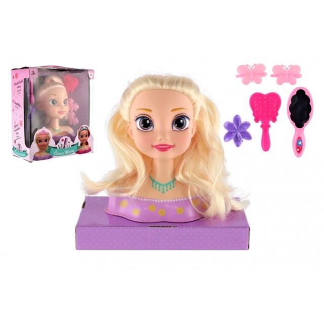 Česacia hlava veľká blond s doplnkami