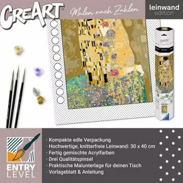 Ravensburger 23916 CreArt Gustav Klimt: Polibek (Malování na plátno)