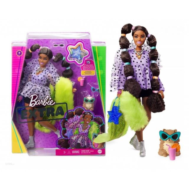 Barbie Extra Stylová dlouhovláska se zeleným boa a mazlíčkem, Mattel GXF10