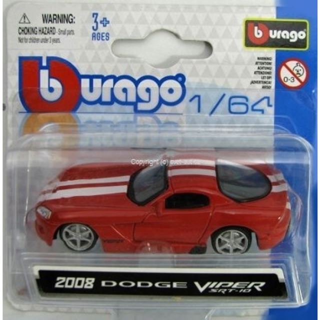 Burago Kovový model auta 2008 Dodge Viper SRT-10 1:64