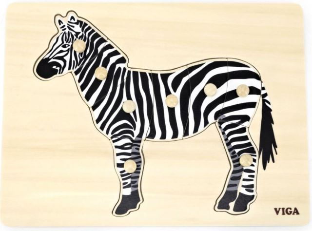 VIGA Drevená montessori vkladačka Zebra