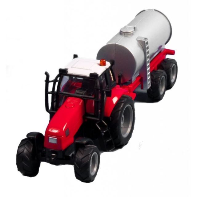 Kids Globe Traktor kovový s cisternou, světlo, zvuk, 25 cm