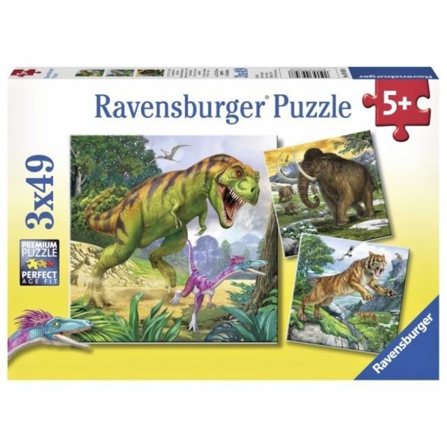 Ravensburger 09358 Puzzle Dinosauři a čas 3x49 dílků
