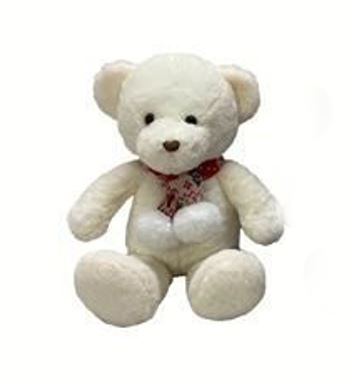 Medveď plyšový so šálom biely 40 cm