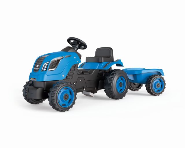 Smoby Šlapací  traktor Farmer XL modrý s vozíkem