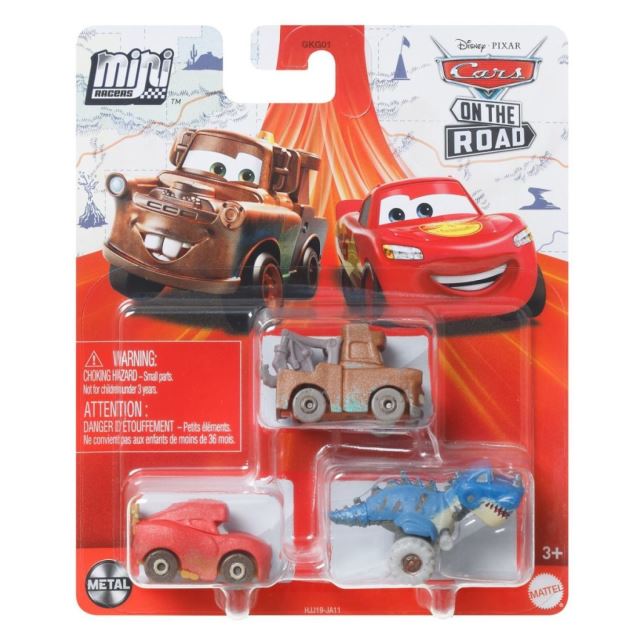 Mattel Cars 3 Mini autá 3ks Tyranamissiasaurus Rex & Blesk McQueen & Burák, HJJ19