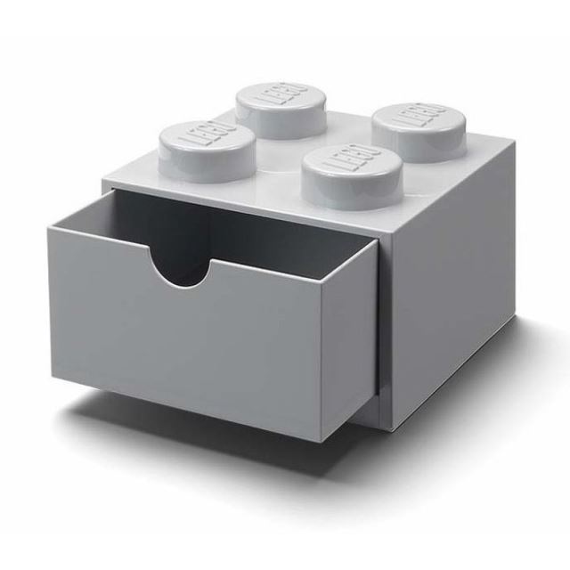 LEGO Stolní box 4 se zásuvkou šedý