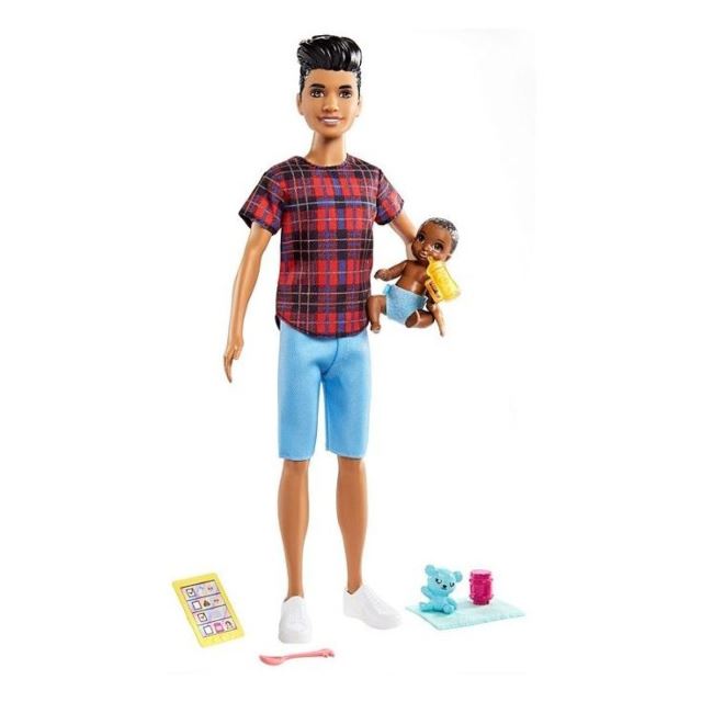 Barbie Chůva KEN + miminko s doplňky, Mattel GRP14