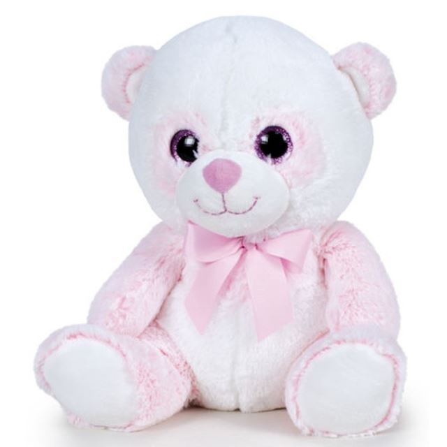 Medvídek s mašličkou 26cm sedící růžový