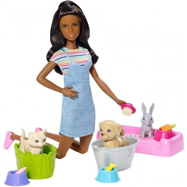 Mattel Barbie Koupání zvířátek černoška, Mattel FXH12