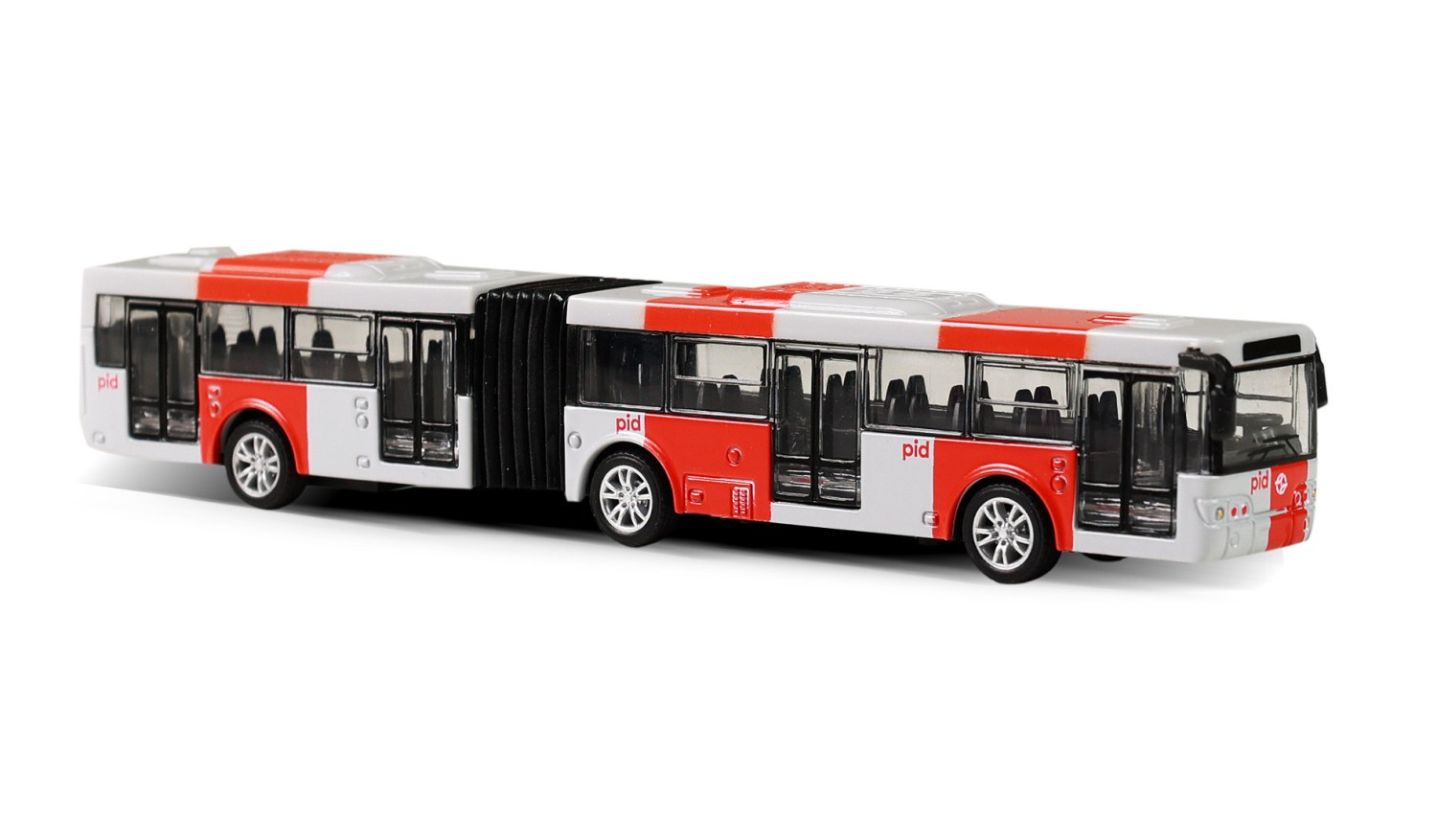 Kovový kloubový autobus pid praha červený 18 cm