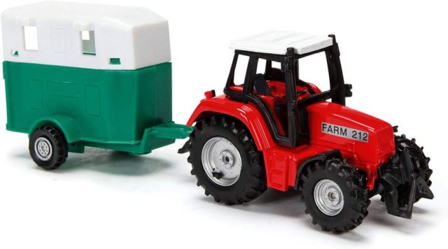 Dickie Traktor kovový s přívěsem 18 cm červený