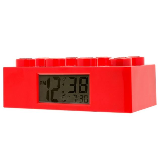 LEGO® Brick - hodiny s budíkem, červené