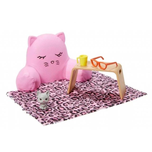 Barbie Zvířátko s doplňky - Kočka a piknik v posteli, Mattel GRG57
