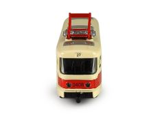 Kovová električka česká retro červená 16 cm - otváracie dvere (4)