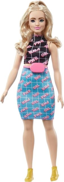 Barbie® Modelka 202 černo-modré šaty s ledvinkou, Mattel HPF78