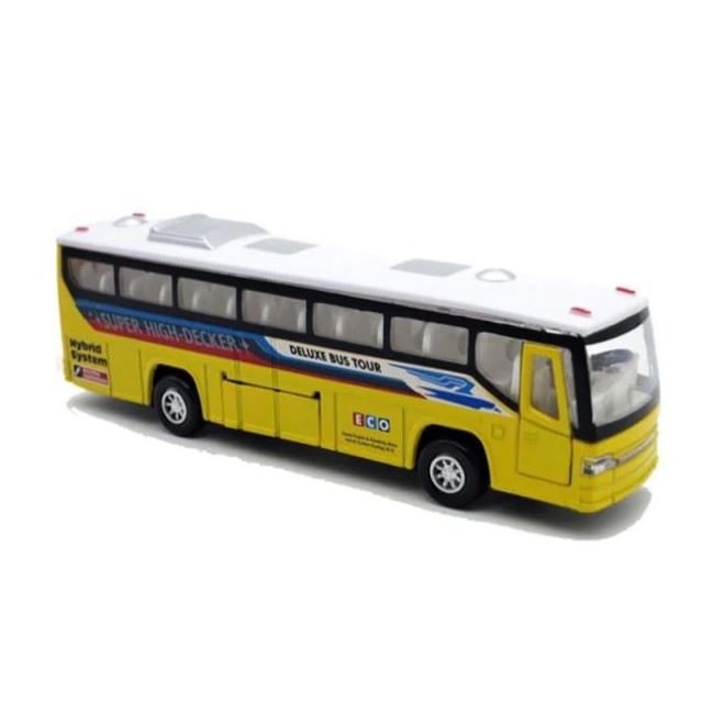 Autobus kovový žltý, svetlo a zvuk