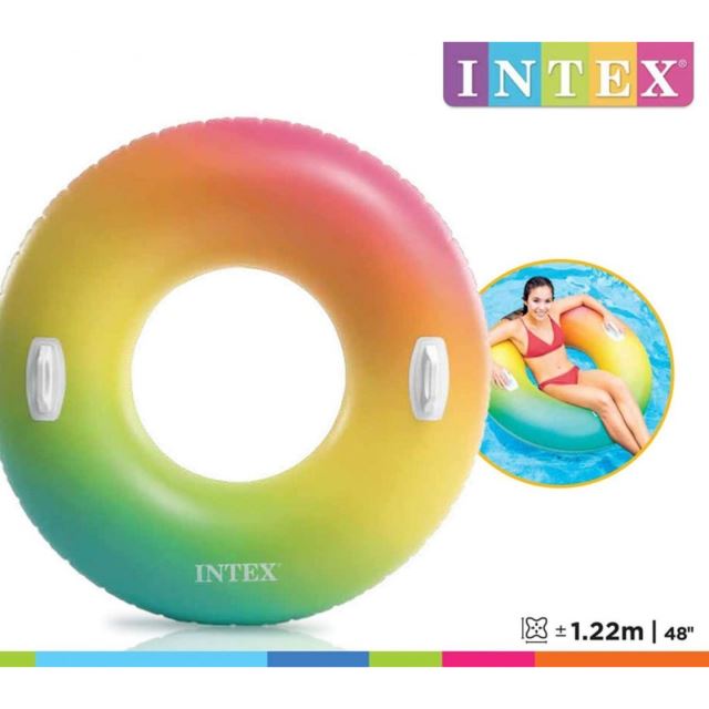 Intex 58202 Kruh plovací s úchyty Rainbow Ombre 122cm
