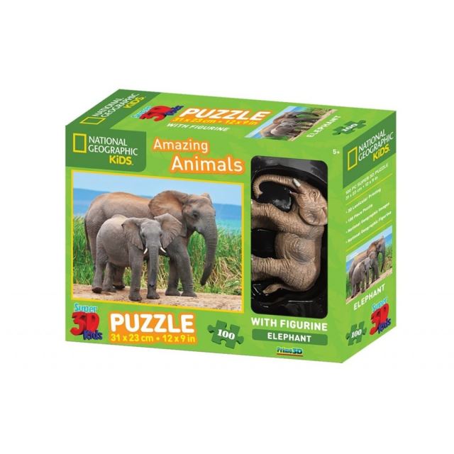 3D Puzzle Slon 100 dílků + figurka slona