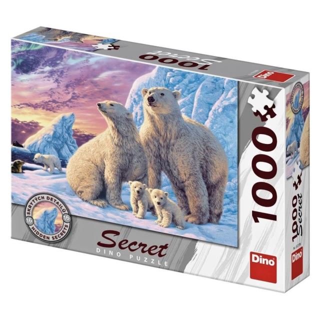 DINO Puzzle Lední medvědi Secret collection - 16 skrytých detailů, 1000 dílků