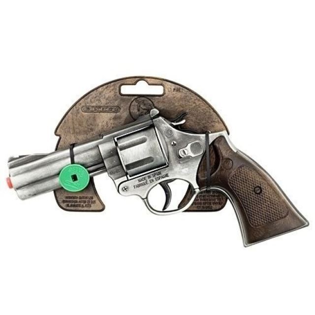 Gonher Policejní revolver Gold colection stříbrný kovový 12 ran