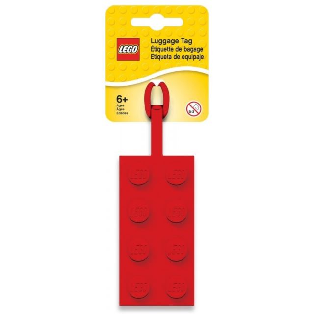 LEGO® Jmenovka na zavazadlo - kostka 2x4, červená