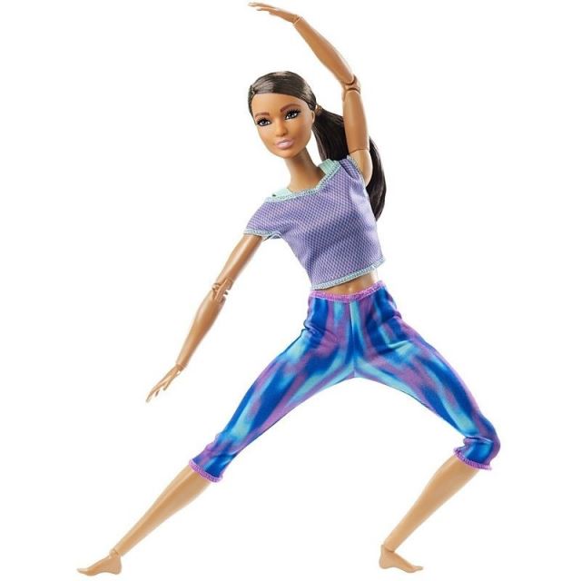 Barbie Panenka V pohybu, černoška v žíhaných legínách, Mattel GXF06