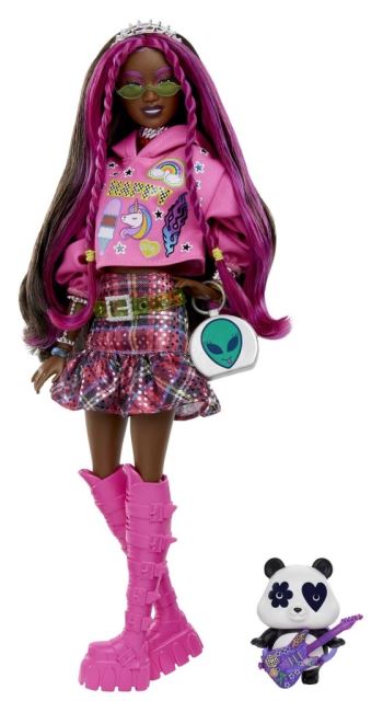 Mattel Barbie Extra růžová Pop-Punk s pandou, HKP93
