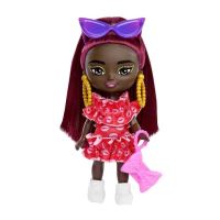Mattel Barbie® Extra Mini minis! Černoška s bordó vlasy, HLN47