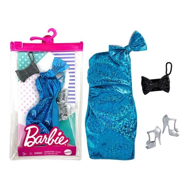 Barbie Módní příběhy Modré večerní šaty, Mattel GRC01