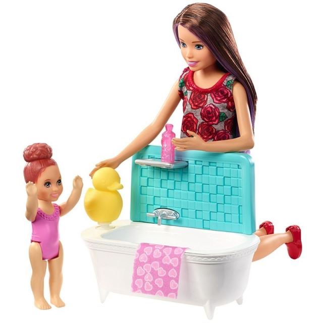 Barbie Chůva herní set v koupelně, Mattel FXH05
